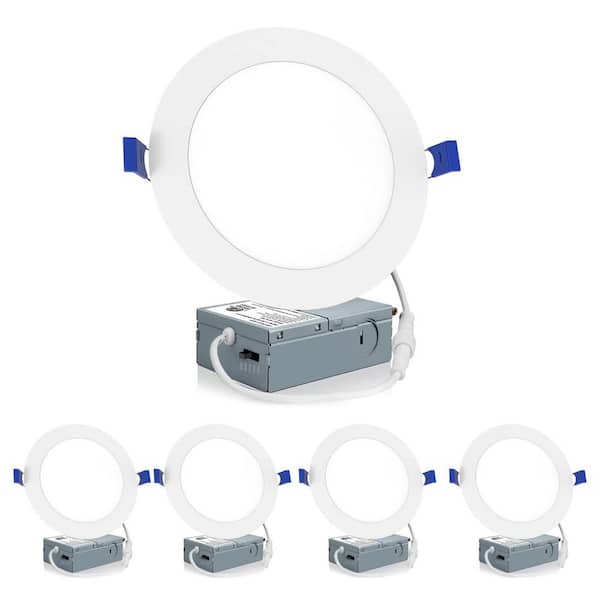 6 in. Canless Integrated LED Recessed Light Trim Dimmable Selectable Color Temperature 5cct, 1050 Lumens (4-Pack)