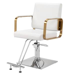 Faux Leather Seat Swivel Salon Chair in White