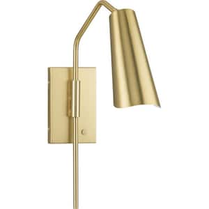 Cornett 19 in. 1-Light Brushed Gold Mid-Century Modern Wall Bracket Dining Rooms, Great Rooms and Bathrooms