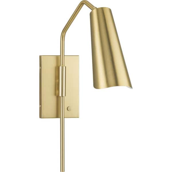 Progress Lighting Cornett 19 in. 1-Light Brushed Gold Mid-Century Modern Wall Bracket Dining Rooms, Great Rooms and Bathrooms