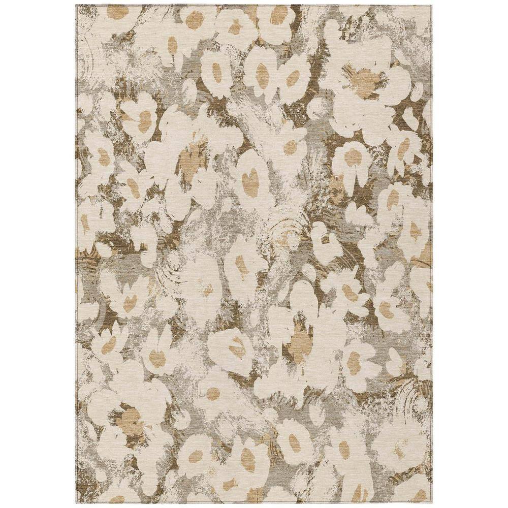 Khaki 5 ft. x 8 ft. Woven Floral Rectangle Indoor/Outdoor Area Rug price history on PriceWatchPro