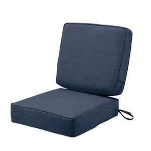 Montlake FadeSafe 25 in. W x 22 in. H Heather Indigo Blue Outdoor Lounge Chair Cushion with Back Cushion