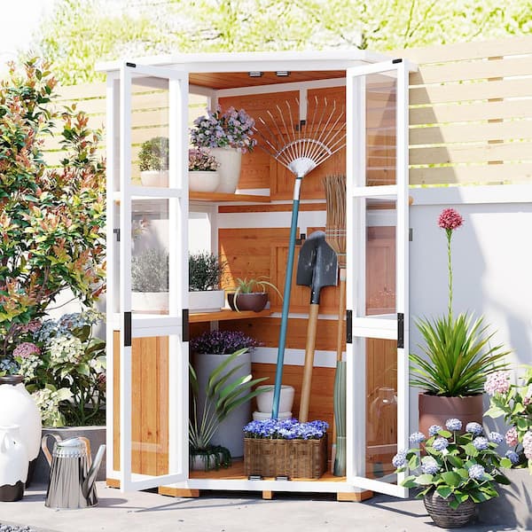 36.6 in. W x 63 in. HYellow Garden Wood Tool Storage Cabinet,Mini