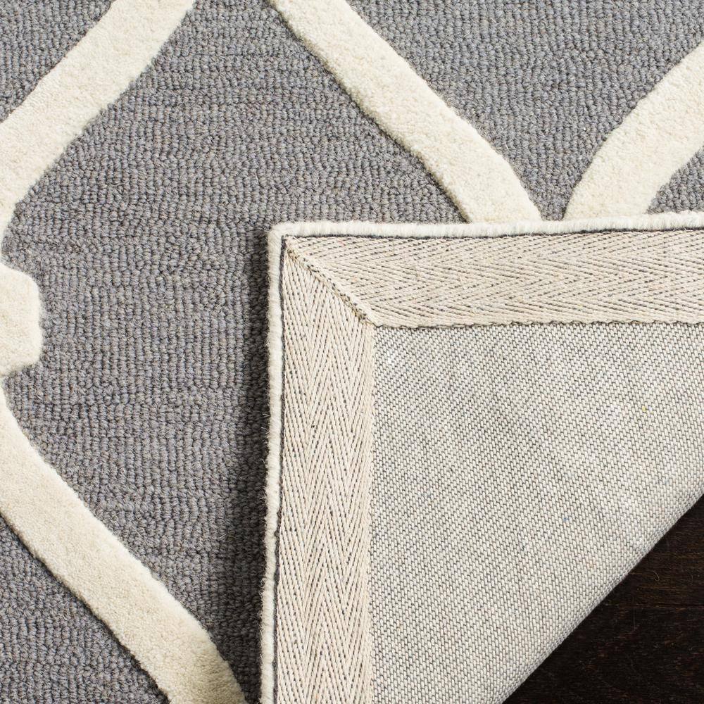 Handmade Dark Grey & Ivory Tufted Wool Rectangular Rug, 10' x 14'