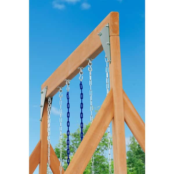 Creative Cedar Designs 3800-B Trailside Complete Wood Swing Set with Blue Playset Accessories Creative Cedar Designs 3800-B Trailside Complete Wood Swing Set with Blue Playset Accessories - 3