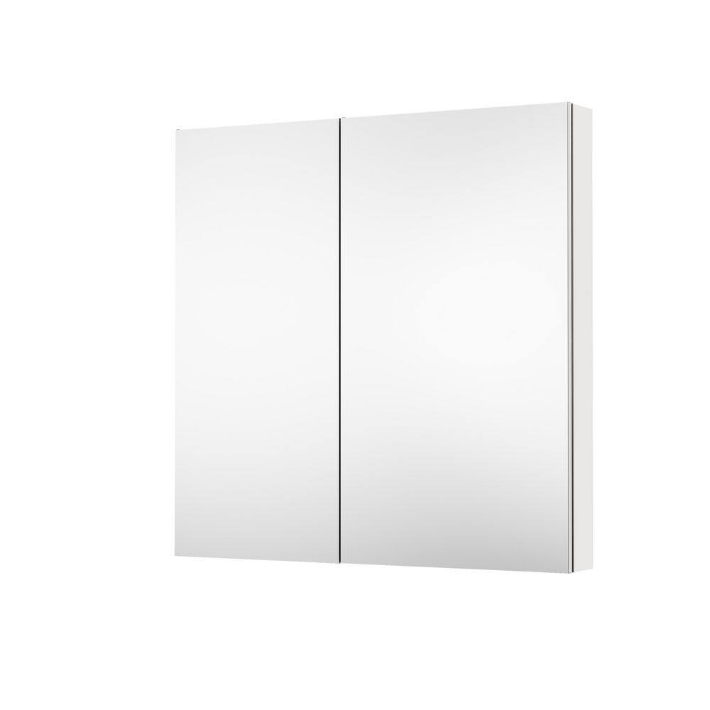 36.01 in. W x 36 in. H Rectangular Aluminum Recessed/Surface Mount Medicine Cabinet with Mirror and Glass Shelves