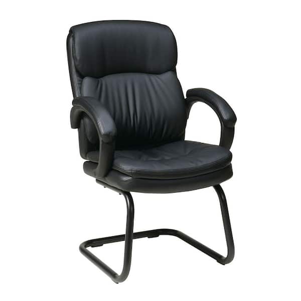 Office Star Products Black Eco Leather Visitor Office Chair