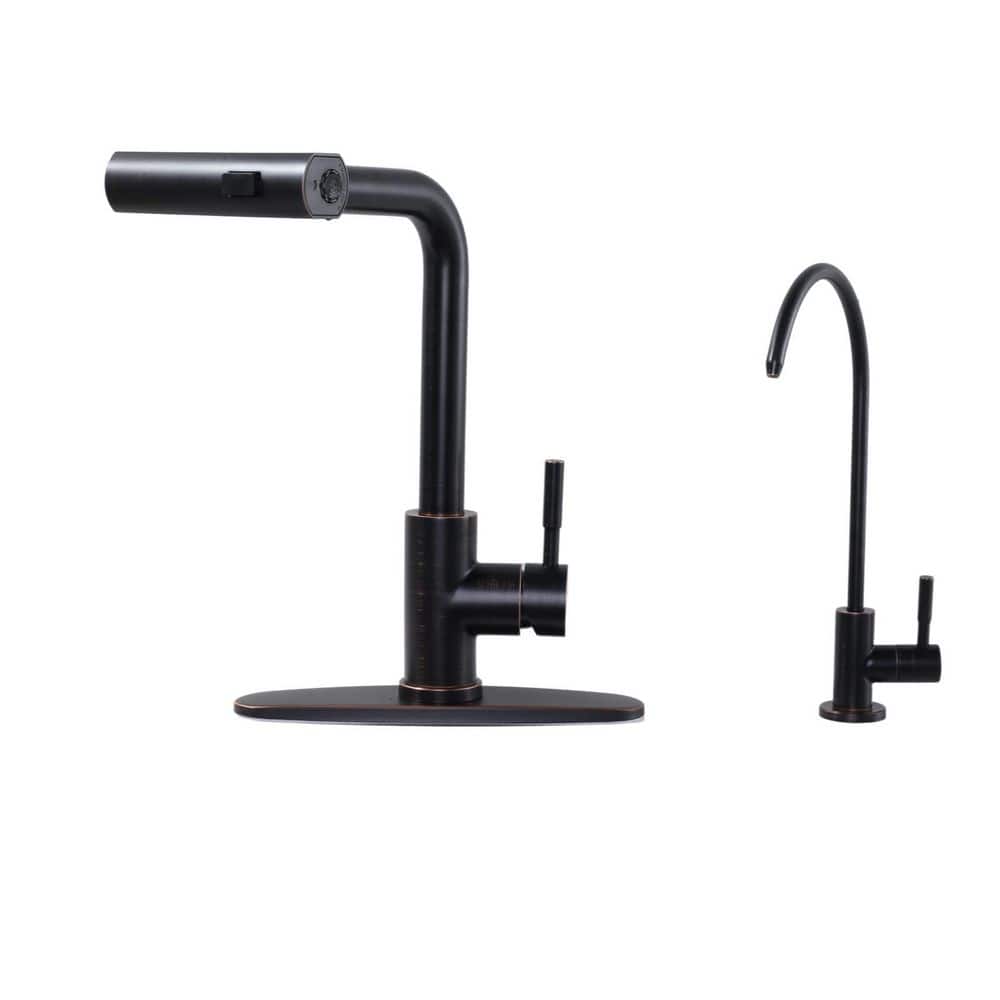 13.5 in. H Single Handle Pull Out Sprayer Kitchen Faucet w/360° Spout Swivel, Water Filter Faucet in Oil Rubbed Bronze price history on PriceWatchPro