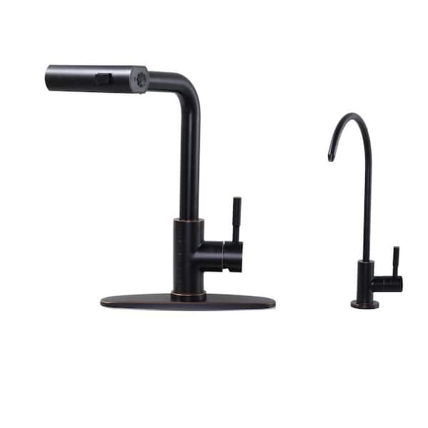 13.5 in. H Single Handle Pull Out Sprayer Kitchen Faucet w/360° Spout Swivel, Water Filter Faucet in Oil Rubbed Bronze