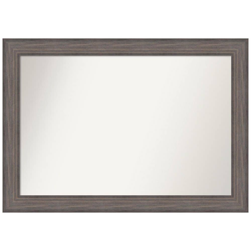 Country Barnwood 41 in. x 29 in. Non-Beveled Rustic Rectangle Wood Framed Wall Mirror in Gray -  Amanti Art, A38867224125