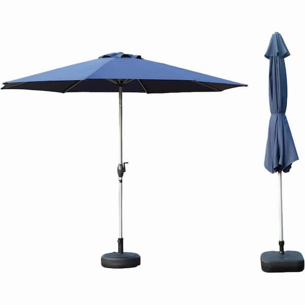 Unbranded 9 ft. Outdoor Patio Market Umbrella with Push Button Tilt and Crank, 8 Sturdy Ribs for Deck, Backyard, Pool (Navy Blue)