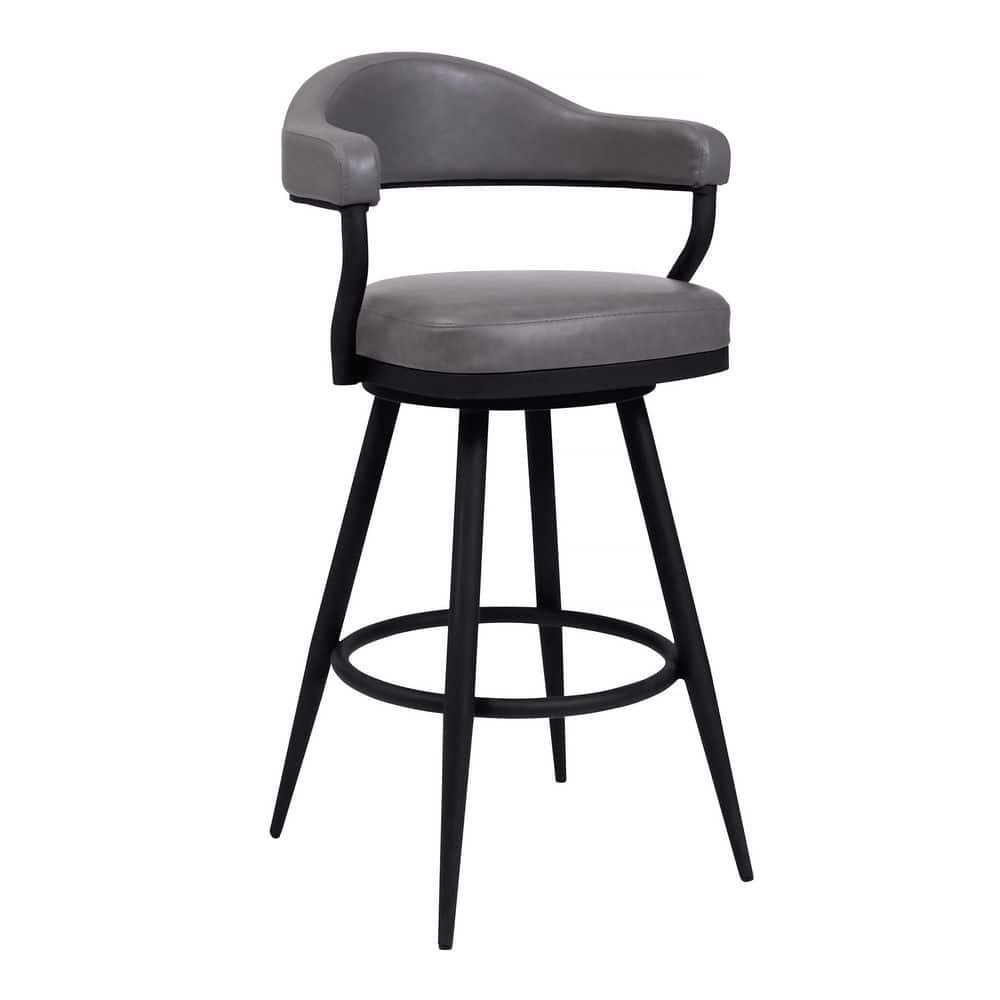Amador 30" Swivel Barstool in Black Powder Coated Metal and Vintage Grey