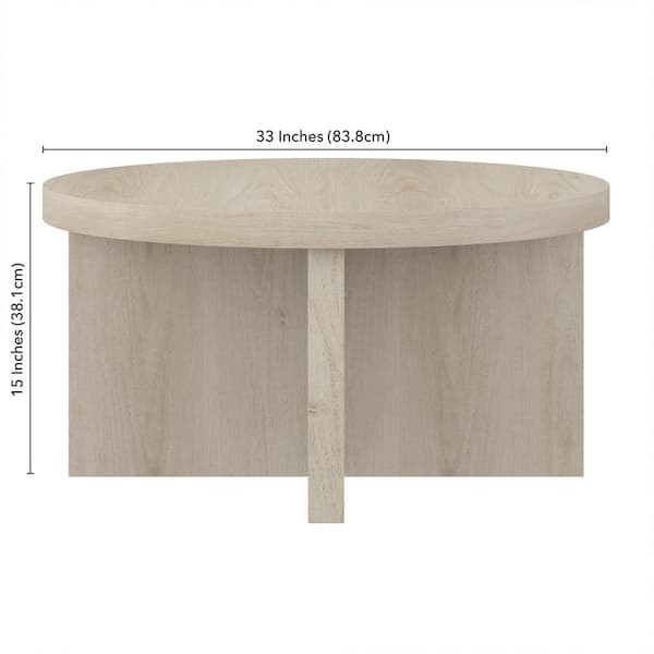 Meyer&Cross Elna 33 in. Alder White Round MDF Top Coffee Table