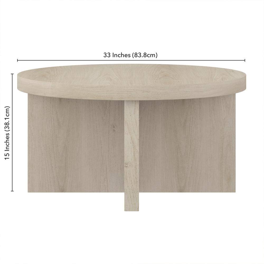 Elna 33" Alder White Round MDF Coffee Table