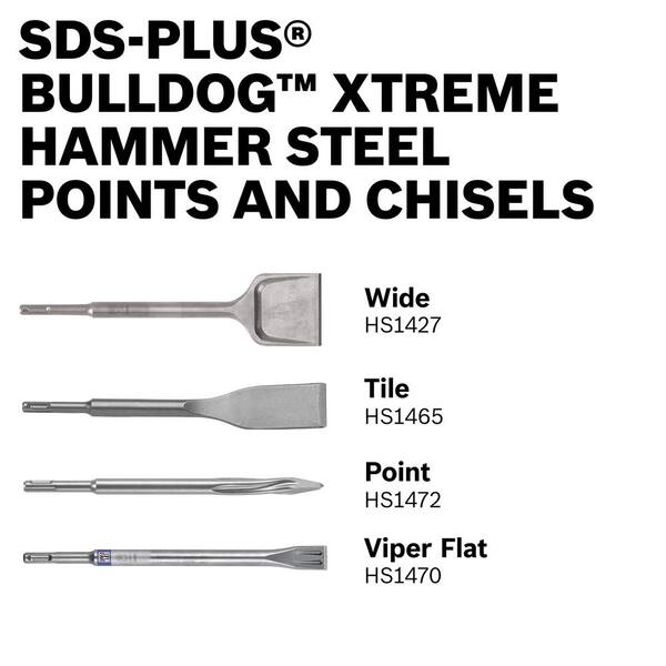 Bulldog Xtreme 1-1/2 in. x 10 in. SDS-Plus Hammer Steel Self-Sharpening Tile Chisel Bulldog Xtreme 1-1/2 in. x 10 in. SDS-Plus Hammer Steel Self-Sharpening Tile Chisel