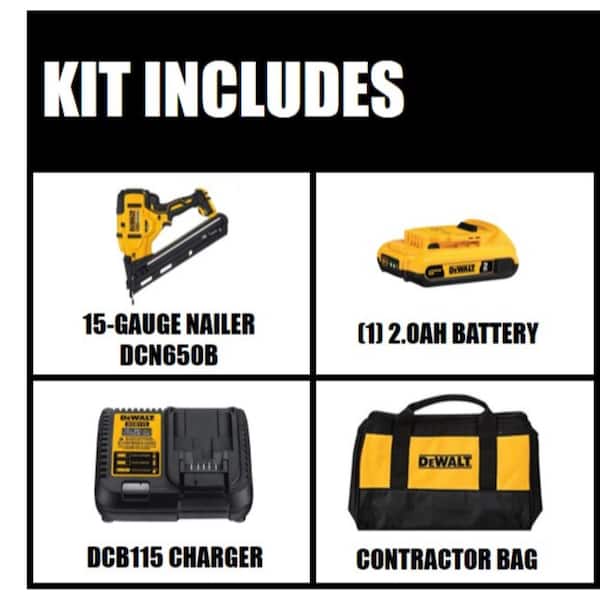 20V MAX XR Lithium-Ion Cordless 15-Gauge Finish Nailer Kit and 2 in. x 15-Gauge Angled Finish Nails (2500 Pieces)