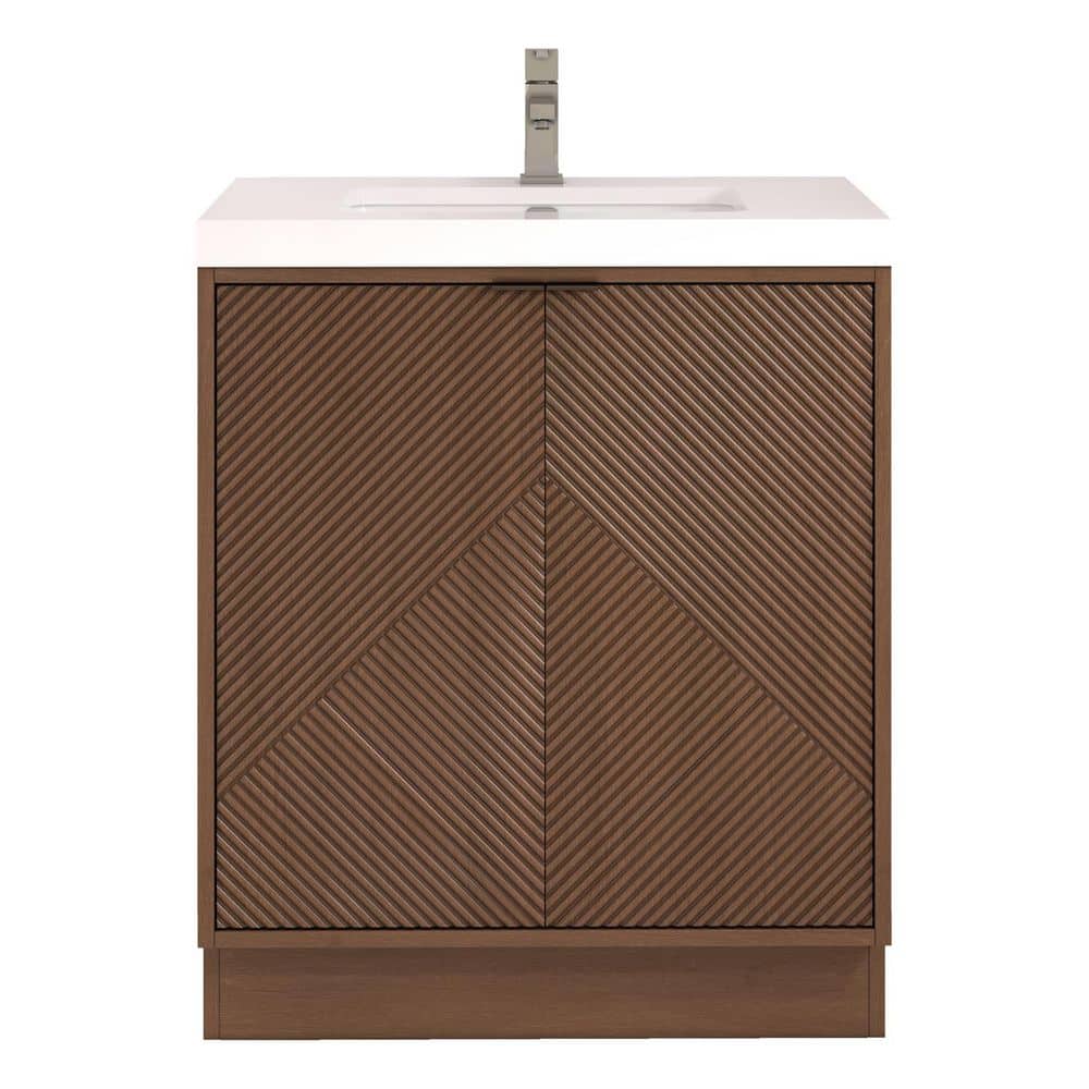 Mason 30 in. W x 20 in. D x 35 in. H Single Sink Chestnut Brown Bath Vanity with White Acrylic Top, Electrical Outlet price history on PriceWatchPro
