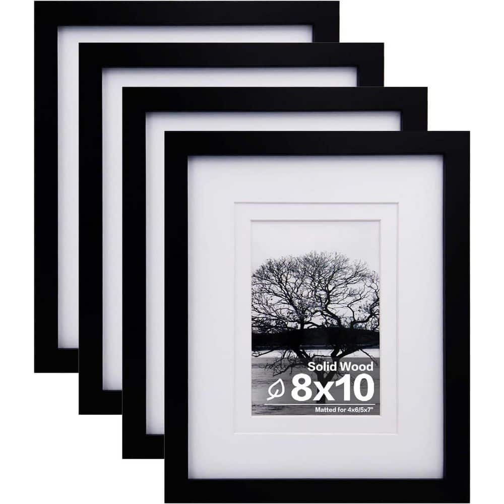 8 x 10 Matted Black Wood Hanging Picture Frame (Set of 4) YJ00313