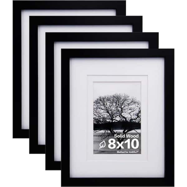 8 x 10 Matted Black Wood Hanging Picture Frame (Set of 4)