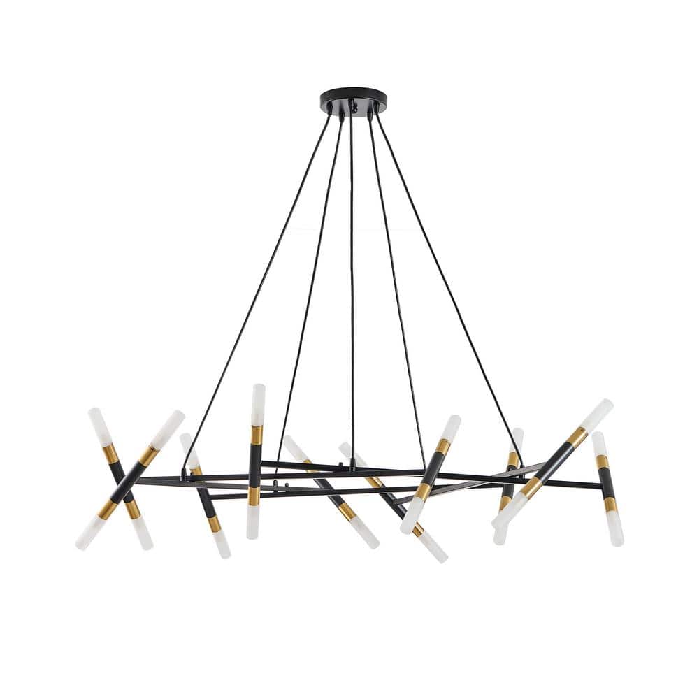 20 Light Adjustable Height Black Modern Branch Chandelier for Living Room (