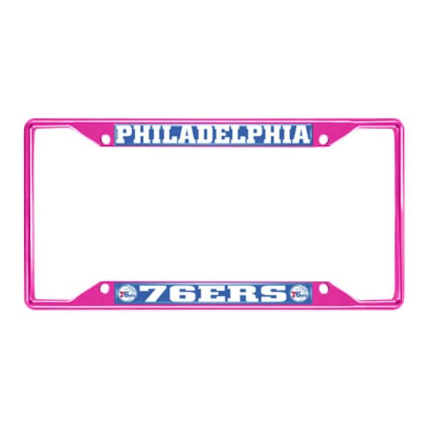 FANMATS Universal Fit NBA - Philadelphia 76Ers License Plate Frame - Pink