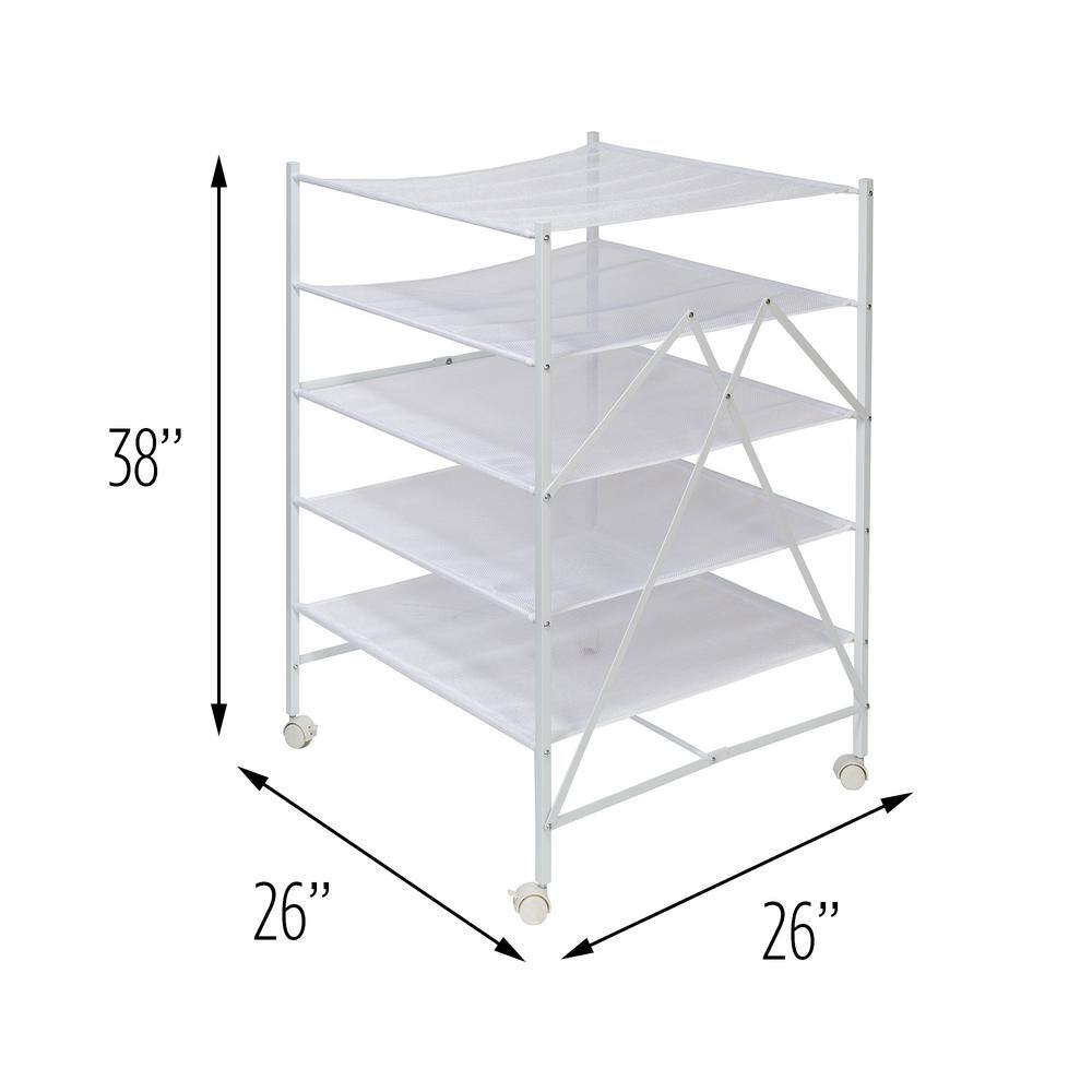 White 5-Tier Steel Rolling Laundry Drying Rack