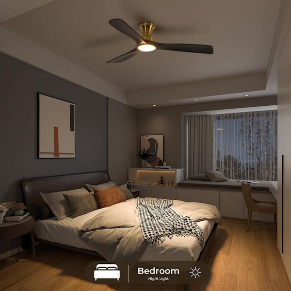 TOZING 52 in. Indoor Wood Low Profile Propeller Flush Mount