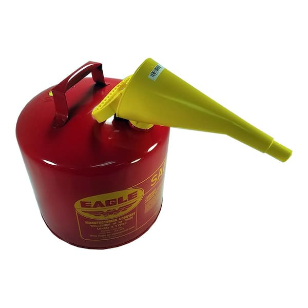 Stens 765-188 Red Metal Safety Fuel Can 24-gauge hot dipped galvanized steel 5 gal with funnel