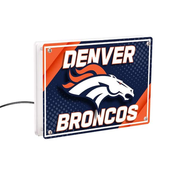 Evergreen Denver Broncos NFL Football White Rectangle Desklite LED Decor