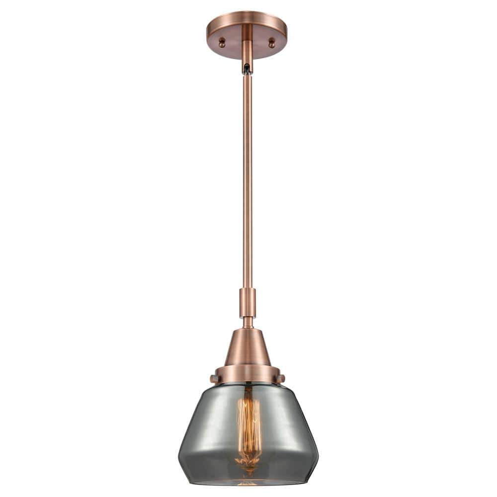 Fulton 100-Watt 1-Light Antique Copper Standard Mini Pendant Light Smoked Glass Shade price history on PriceWatchPro