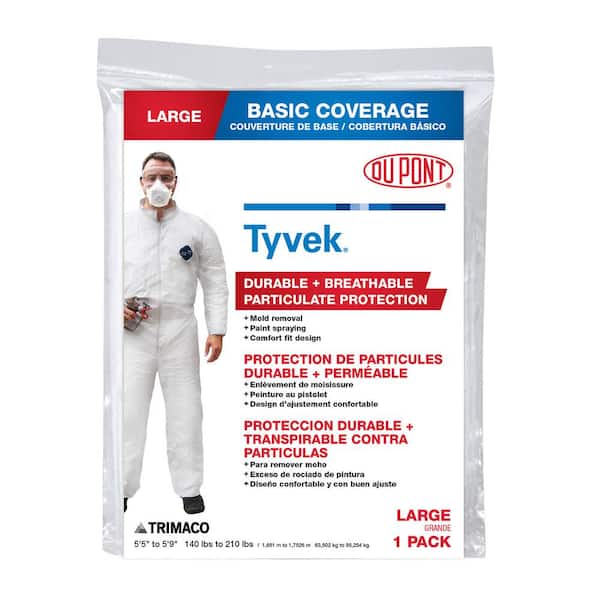 TRIMACO DuPont Tyvek Large No Elastic Disposable Coverall 14122 - The Home  Depot