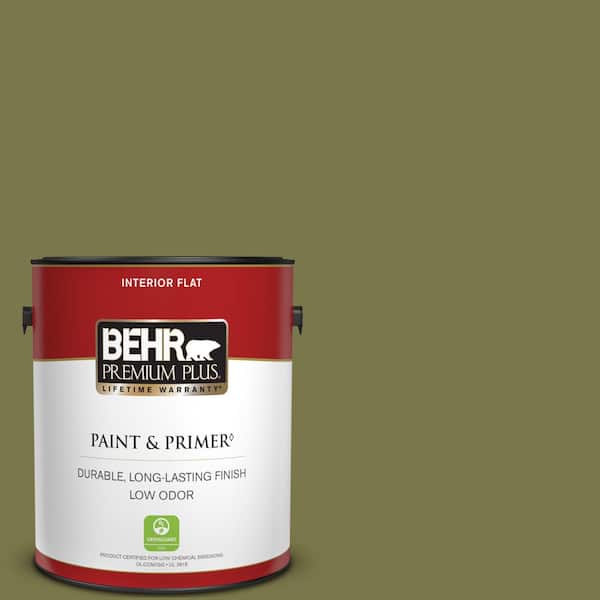 BEHR PREMIUM PLUS 1 gal. #S340-7A Garnish Flat Low Odor Interior Paint & Primer
