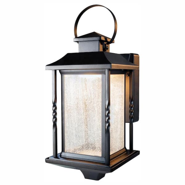 Home Decorators Collection Portable Black Outdoor Integrated LED Wall Lantern Sconce