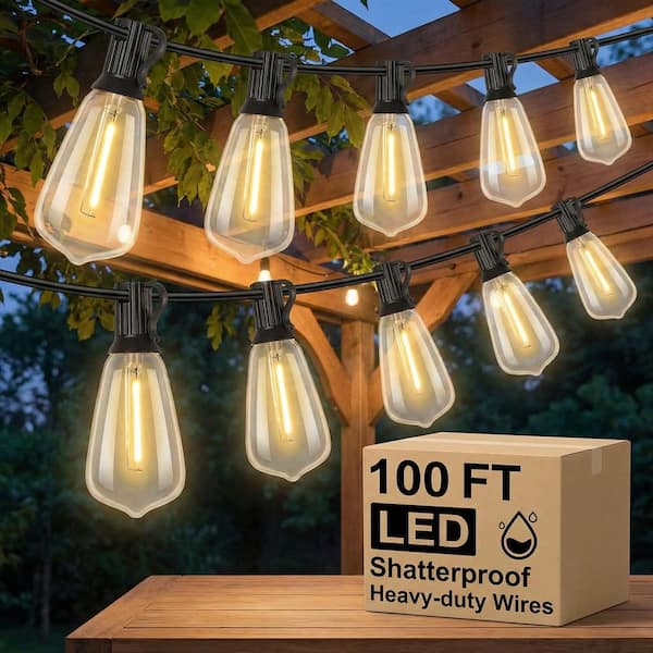 Nordic Hygge 100 ft. LED Outdoor String Lights Plug-in with 52