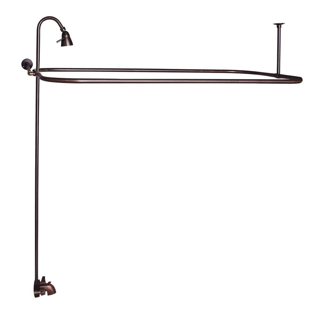 Metal Lever 2-Handle Claw Foot Tub Faucet with Riser, Showerhead and 48 in. Rectangular Shower Unit in Oil Rubbed Bronze price history on PriceWatchPro
