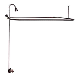 Metal Lever 2-Handle Claw Foot Tub Faucet with Riser, Showerhead and 48 in. Rectangular Shower Unit in Oil Rubbed Bronze