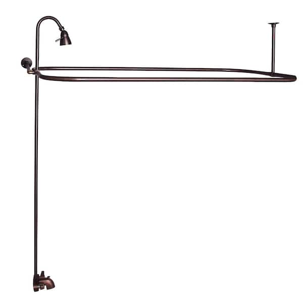 Barclay Products Metal Lever 2-Handle Claw Foot Tub Faucet with Riser, Showerhead and 48 in. Rectangular Shower Unit in Oil Rubbed Bronze
