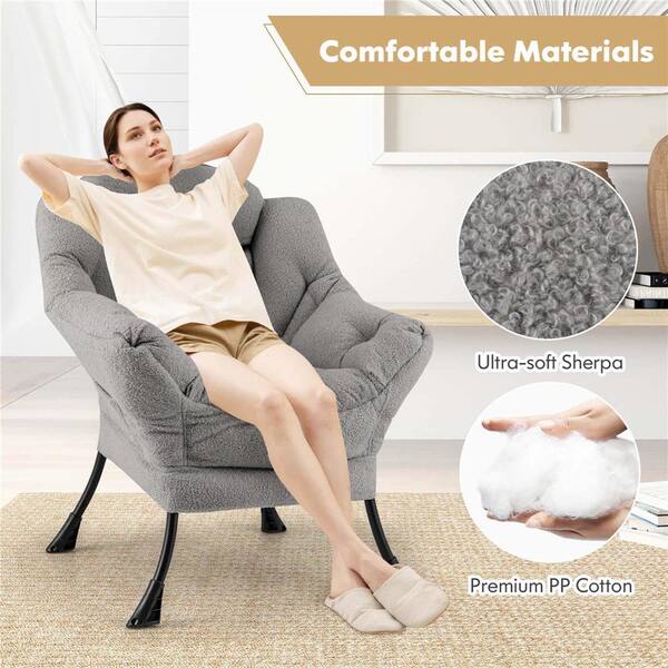 Costway フロアチェア、リクライニング寝椅子 つ16 Costway Gray Polyester Arm Chair Large Lazy Chair (Set of 1) with