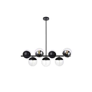 Timeless Home 43 in. 7-Light Black And Clear Pendant Light, Bulbs Not Included