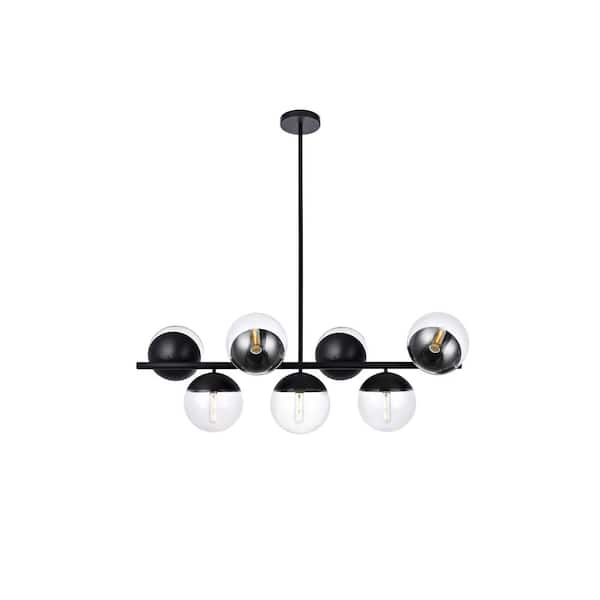 Unbranded Timeless Home 43 in. 7-Light Black And Clear Pendant Light, Bulbs Not Included