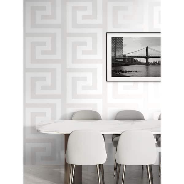 NextWall 31.35 sq. ft. Pearl Geometric Maze Vinyl Peel and Stick Wallpaper Roll