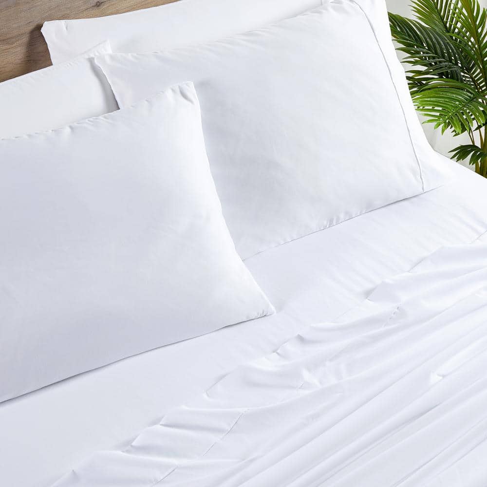 Luxurious White Bamboo Queen Sheet Set with Microfiber