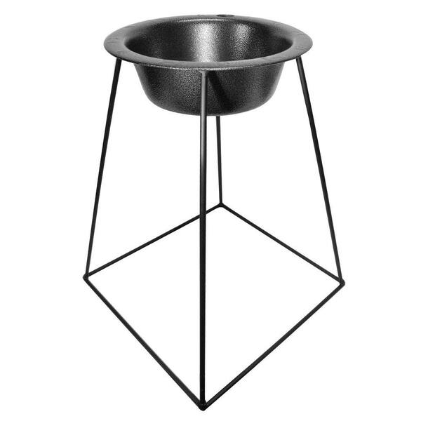 Platinum Pets 8 Cup Wrought Iron Pyramid Single Feeder with an Extra Wide Rimmed Bowl in Silver Vein