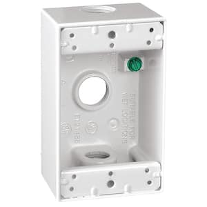 1-Gang Metal Weatherproof Electrical Outlet Box with (3) 1/2 inch Holes, White