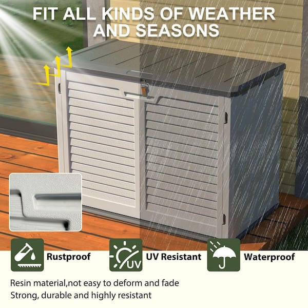52.3 in. W x 29.7 in. D x 38.9 in. H White Plastic Lockable Outdoor Storage Cabinet, Horizontal Storage Shed(25 Cu. ft)