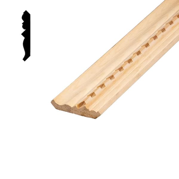 DM CM368D 9/16 in. x 3-5/8 in. Solid Pine Crown Molding with dentil styling