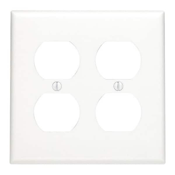 Leviton 2-Gang White 2-Duplex Outlet/Receptacle Nylon Standard Wall Plate (1-Pack) 80716-W