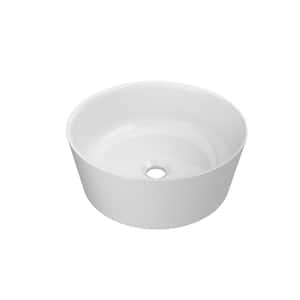 LEONORA 15 in . Round Vessel Bathroom Sink in White Gloss Luxecast Solid Surface