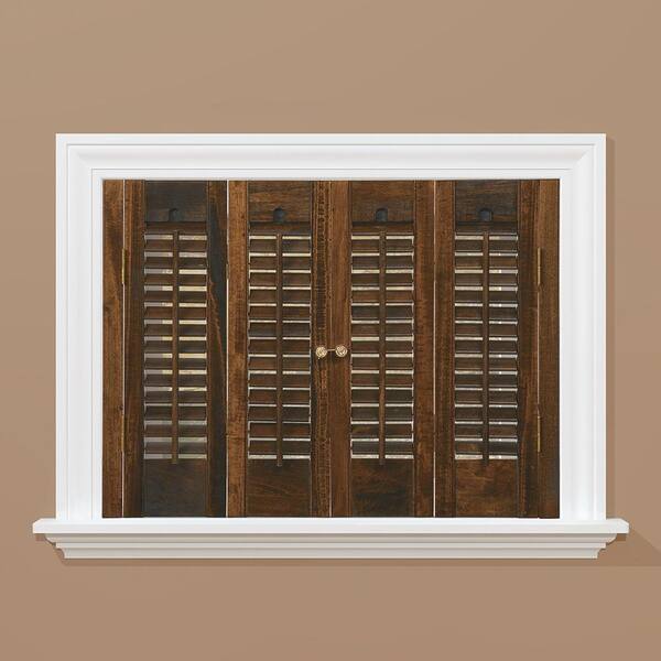 HOME basics Walnut 1-1/4 in. Traditional Real Wood Interior Shutter 27 to 29 in. W x 20 in. L