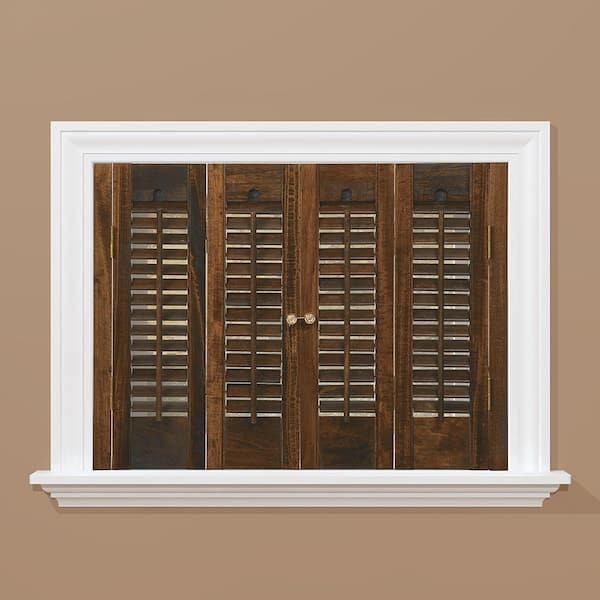 HOME basics Walnut 1-1/4 in. Traditional Real Wood Interior Shutter 31 to 33 in. W x 20 in. L